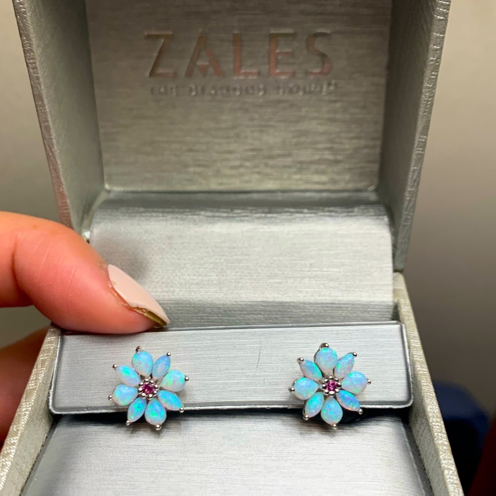 Zales Flower Opal Earrings